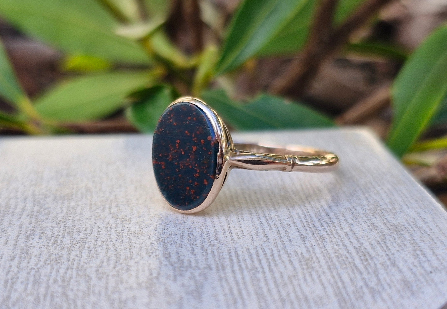 1910-1930 Australian History - Antique Bloodstone Ring in 9ct Rosy Gold - Size O 1/2