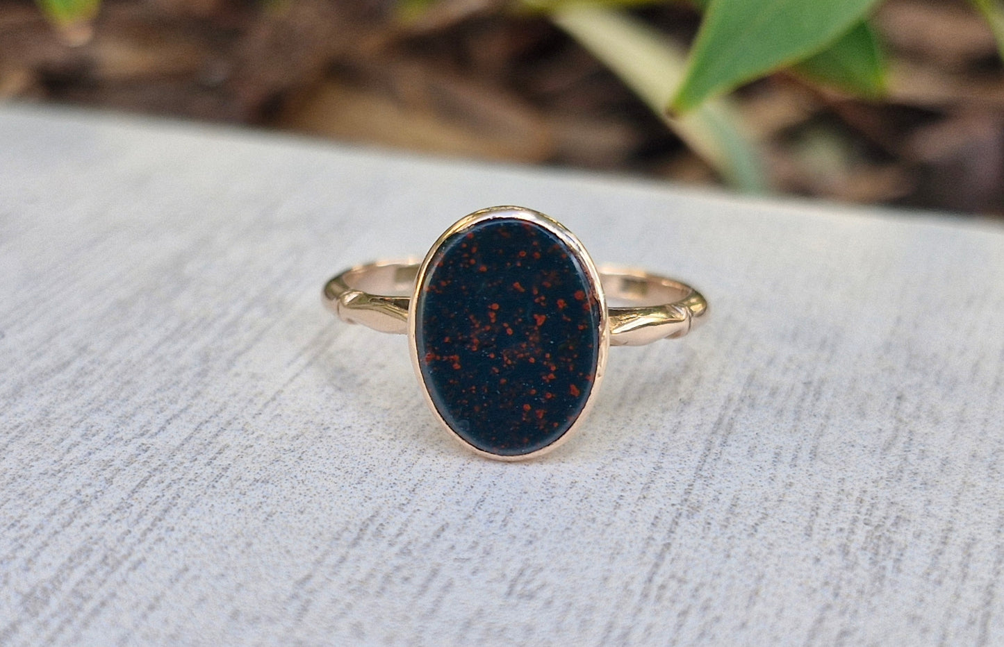 1910-1930 Australian History - Antique Bloodstone Ring in 9ct Rosy Gold - Size O 1/2