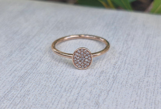 9ct Rose Gold Diamond Oval Ring - Size N 1/2 - *Scrap Price*