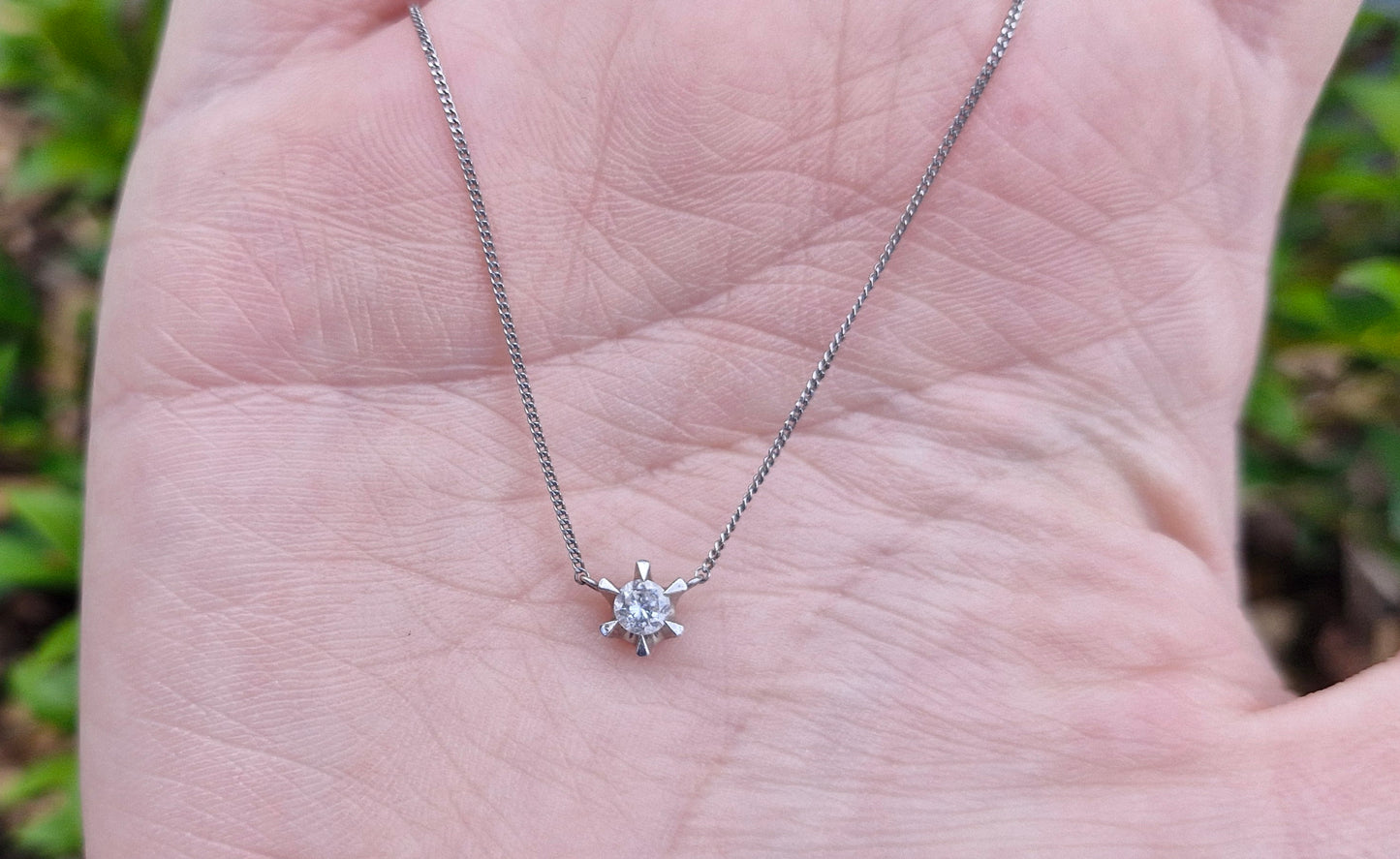 Platinum and 0.20ct Diamond Necklace - 41cms