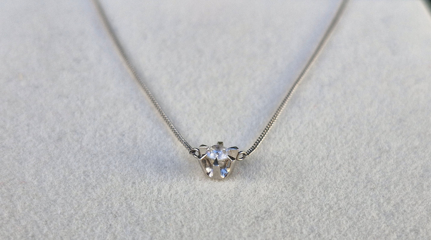 Platinum and 0.20ct Diamond Necklace - 41cms