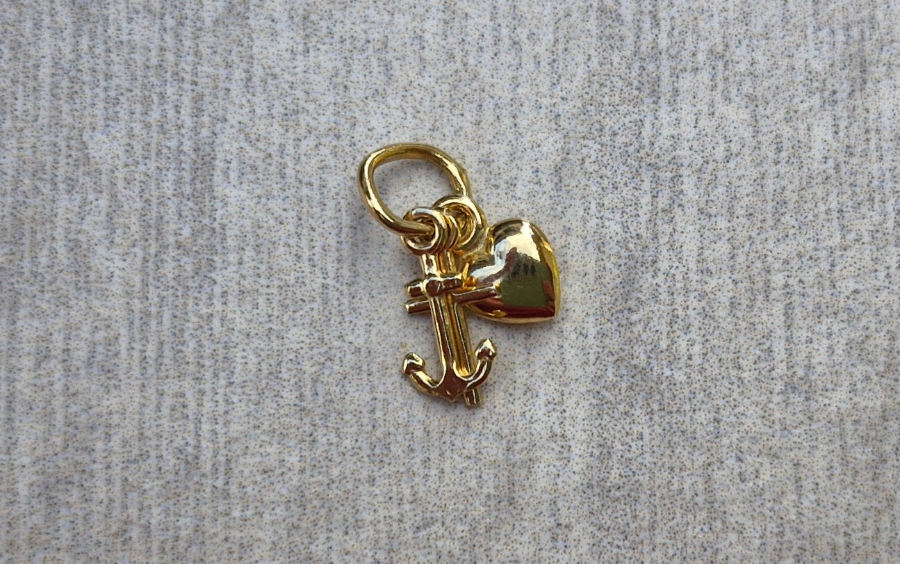 9ct Gold Dolphin & Faith, Hope, Charity - Charm for Bracelet