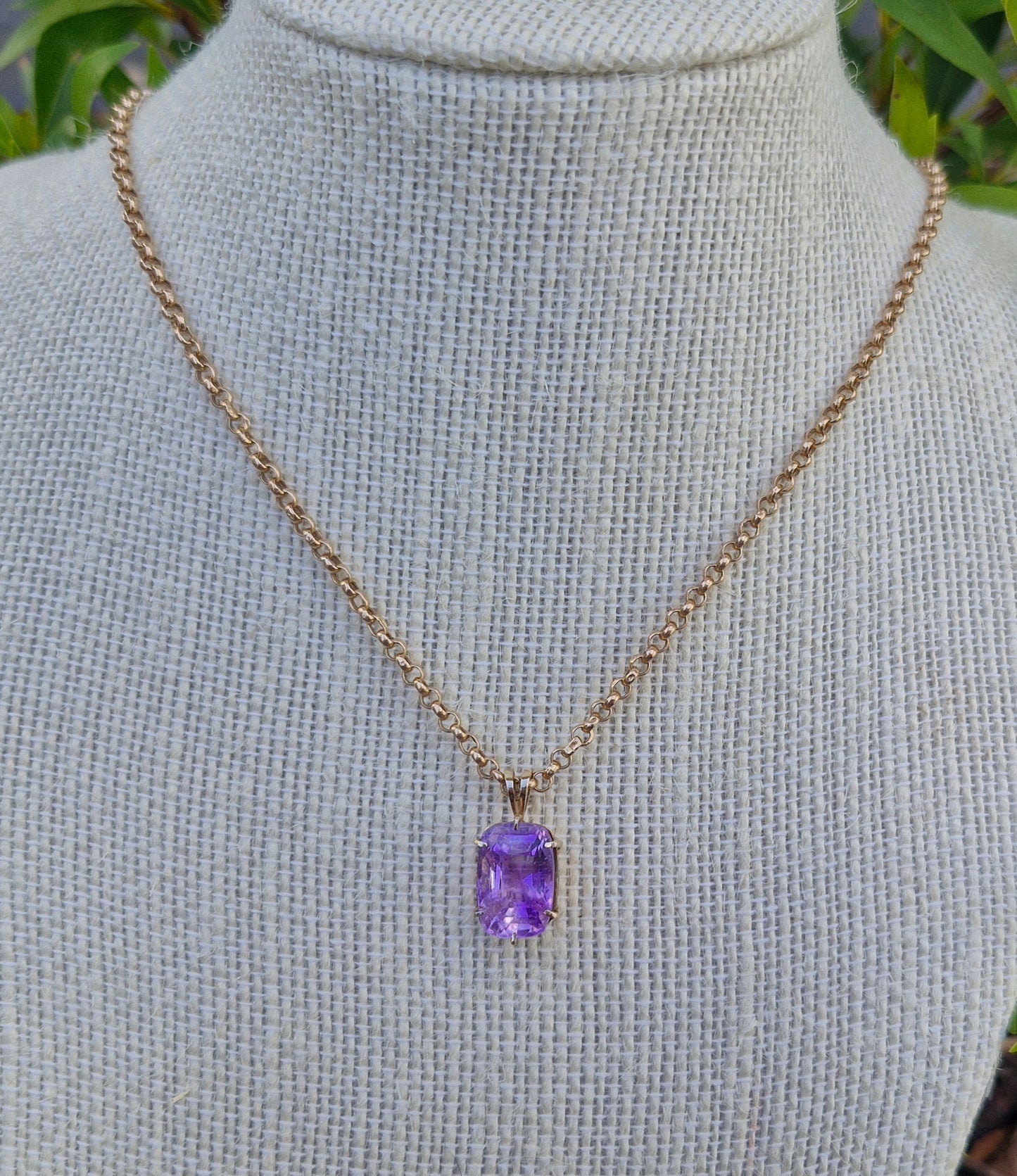 Natural Amethyst Pendant in 9ct Yellow Gold