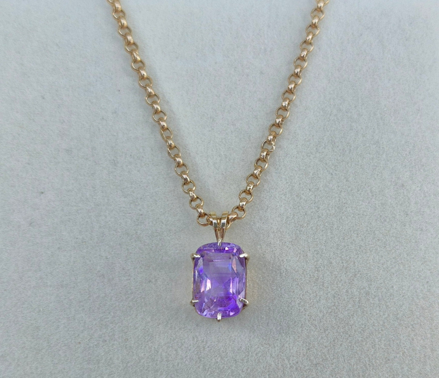 Natural Amethyst Pendant in 9ct Yellow Gold