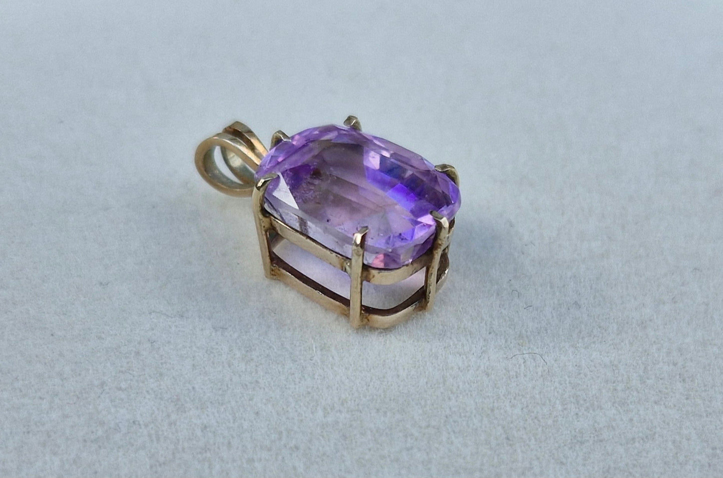 Natural Amethyst Pendant in 9ct Yellow Gold