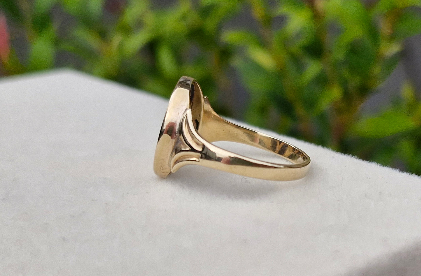 9ct Gold Rare Secret Flip Enamel Freemason Ring - Size S