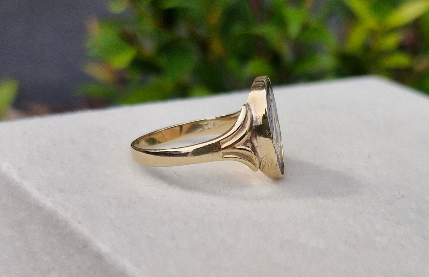 9ct Gold Rare Secret Flip Enamel Freemason Ring - Size S