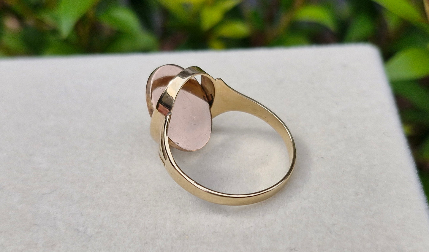 9ct Gold Rare Secret Flip Enamel Freemason Ring - Size S