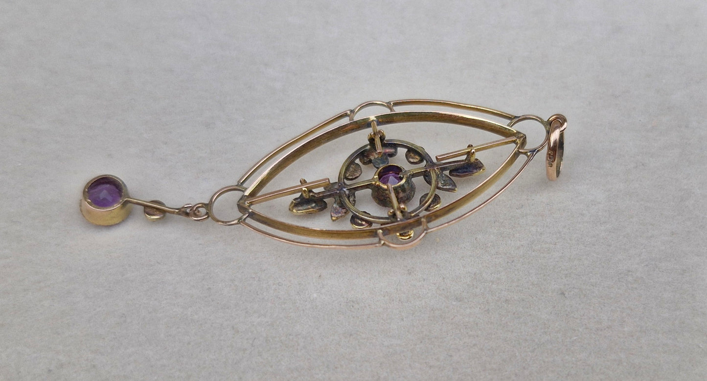 9ct Gold Antique Lavalier Pendant