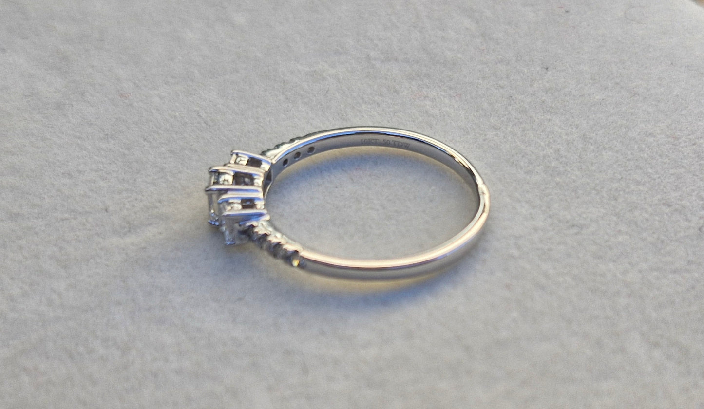 0.50ct Trilogy Diamond Ring in 10ct White Gold - Size P