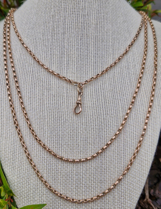 Circa 1900 Antique Longuard Chain - 9ct Rosey Gold - 164cms