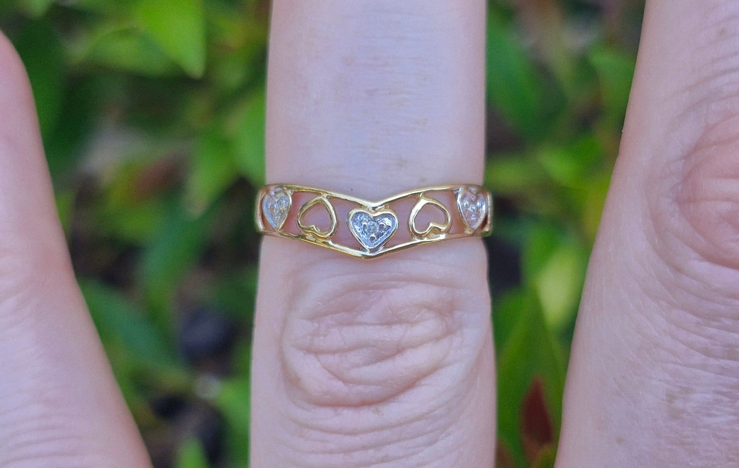 9ct Gold Wishbone Heart Ring - Size L