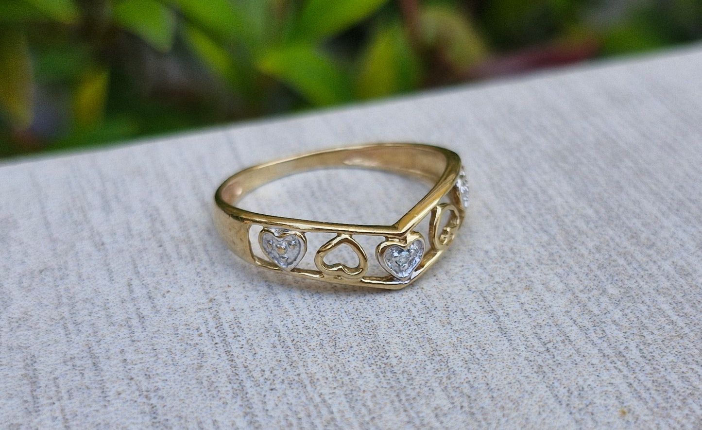 9ct Gold Wishbone Heart Ring - Size L