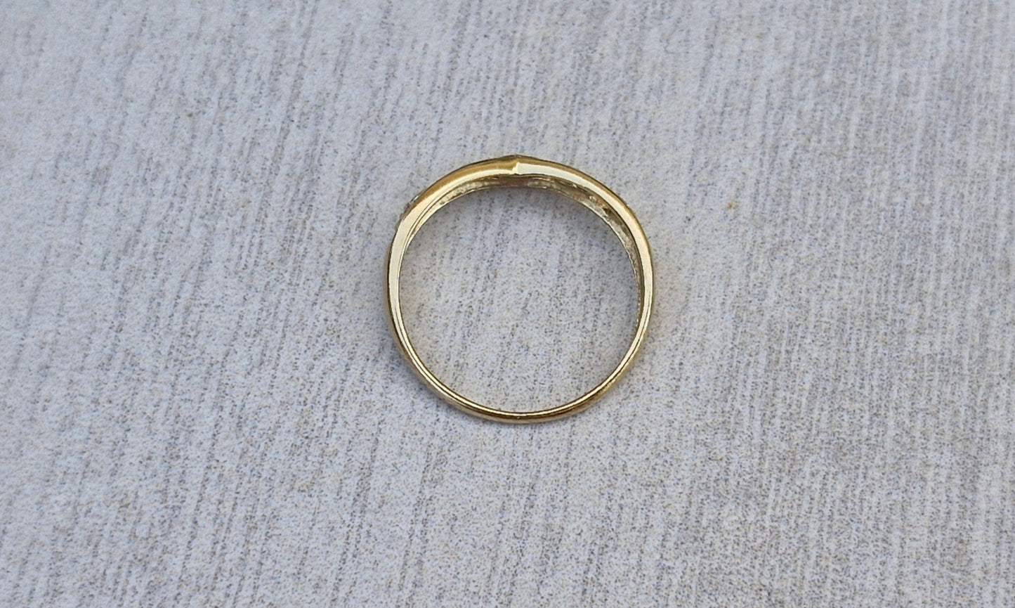 9ct Gold Wishbone Heart Ring - Size L