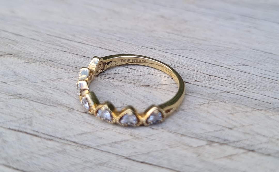 Half Hoop Eternity Ring, 9ct Gold 0.20ct Luminesce Diamonds, $799 RRP - Size K 1/2