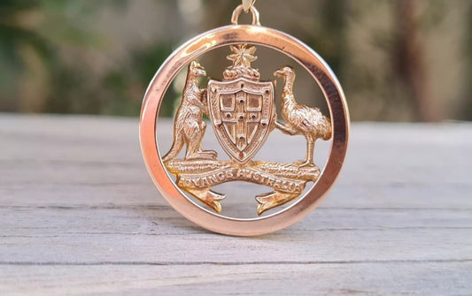 Highly Collectible Antique Willis & Sons, 9ct Rosy Gold Australiana Emblem Pendant